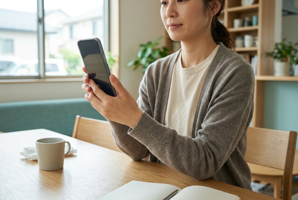 オンライン診療を受ける人の手元